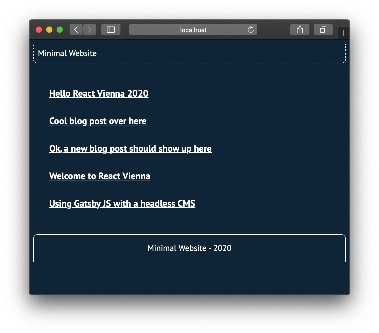 Gatsby minimal website with Blog component