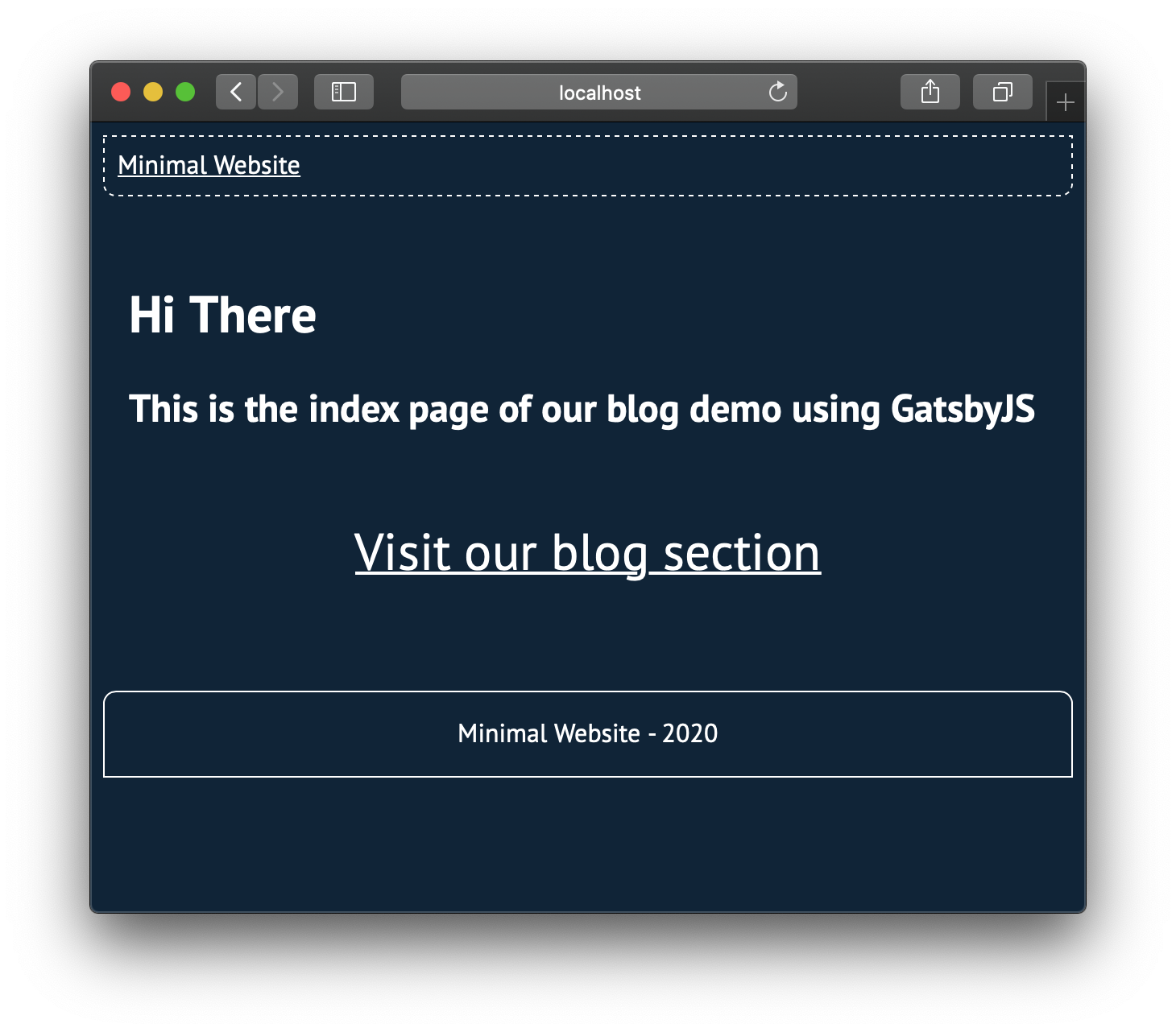 Gatsby Minimal website home page